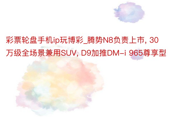 彩票轮盘手机ip玩博彩_腾势N8负责上市, 30万级全场景兼用SUV, D9加推DM-i 965尊享型