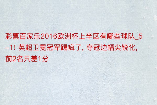 彩票百家乐2016欧洲杯上半区有哪些球队_5-1! 英超卫冕冠军踢疯了, 夺冠边幅尖锐化, 前2名只差1分