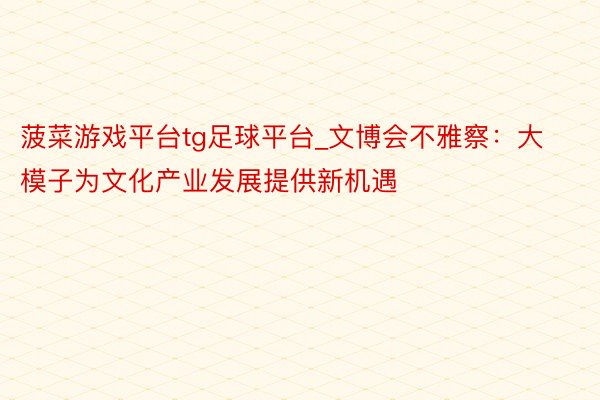 菠菜游戏平台tg足球平台_文博会不雅察：大模子为文化产业发展提供新机遇