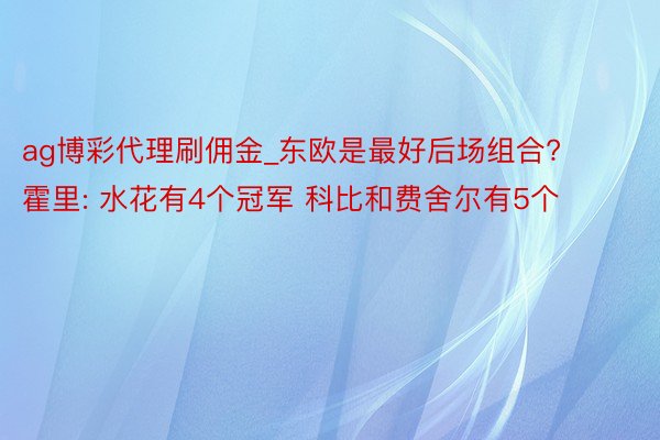 ag博彩代理刷佣金_东欧是最好后场组合? 霍里: 水花有4个冠军 科比和费舍尔有5个