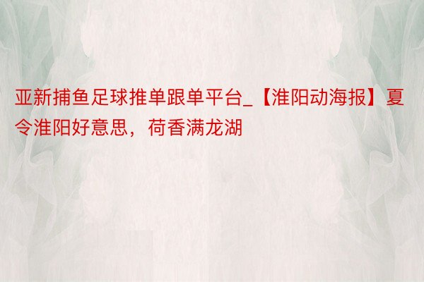 亚新捕鱼足球推单跟单平台_【淮阳动海报】夏令淮阳好意思，荷香满龙湖