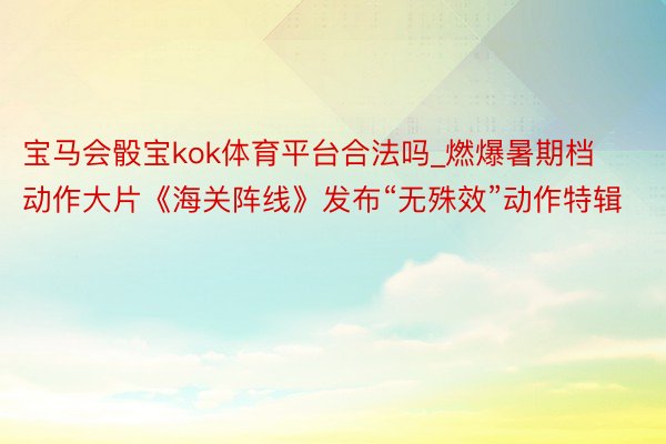 宝马会骰宝kok体育平台合法吗_燃爆暑期档动作大片《海关阵线》发布“无殊效”动作特辑